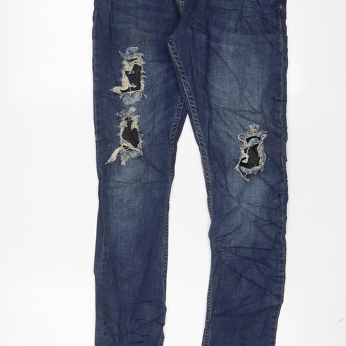 DFND Mens Blue Cotton Skinny Jeans Size 32 in L30 in Regular Zip