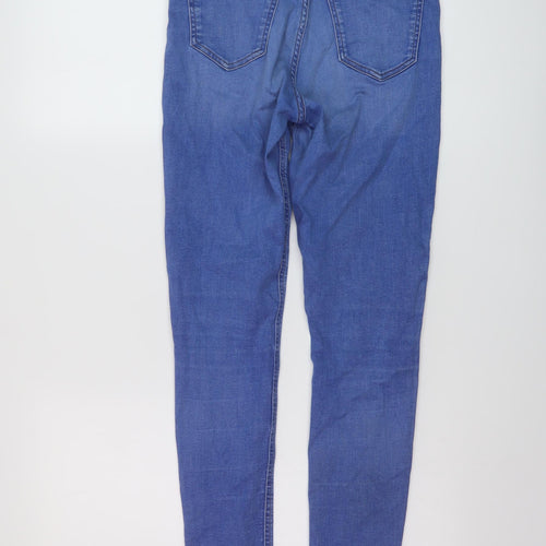 Miss Selfridge Womens Blue Cotton Skinny Jeans Size 10 L28 in Regular Button