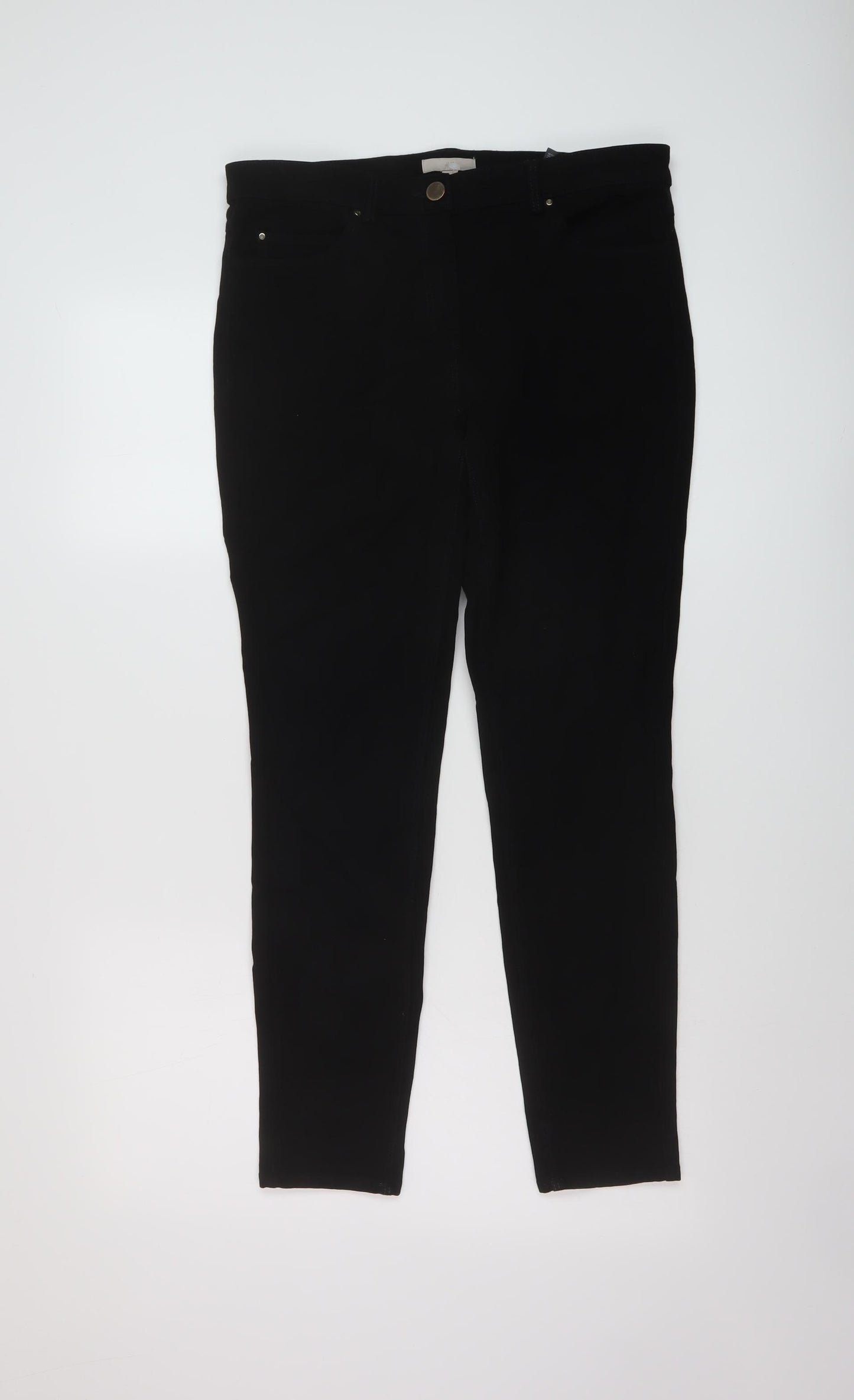 H&M Womens Black Cotton Skinny Jeans Size 12 L28 in Regular Button