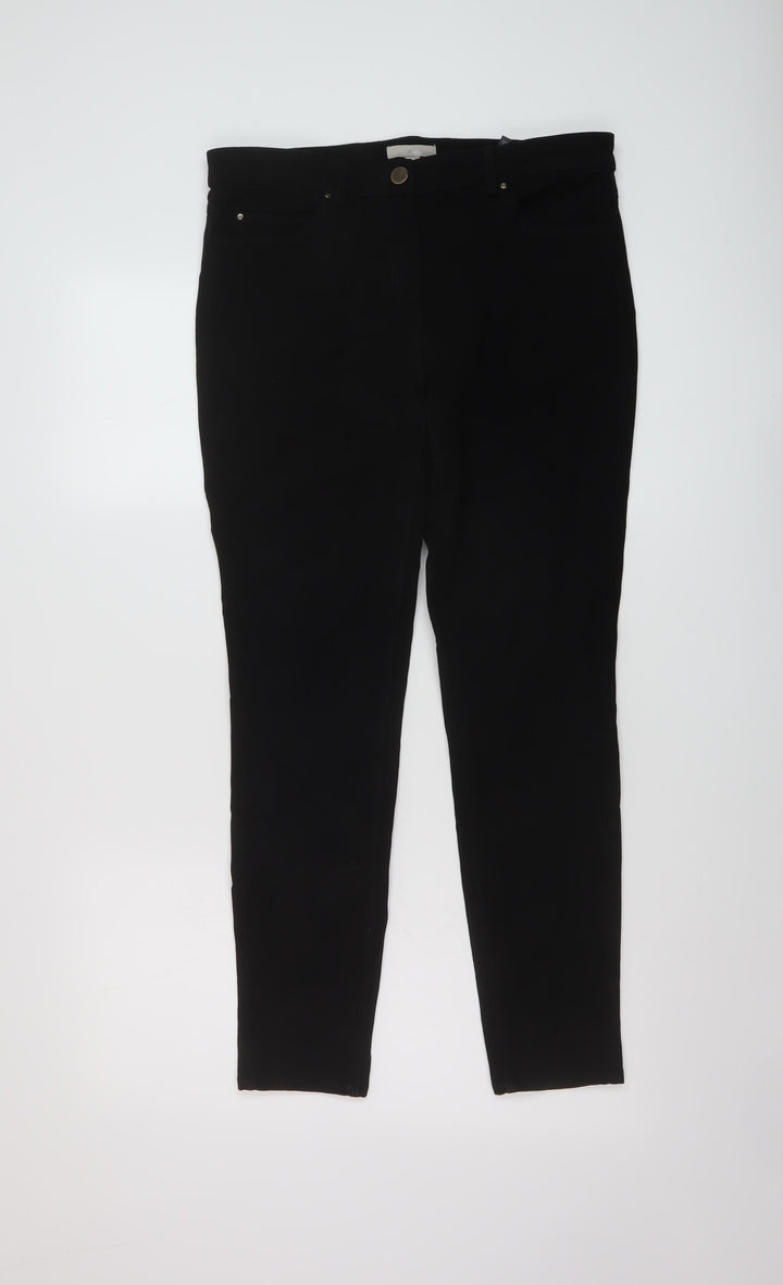 H&M Womens Black Cotton Skinny Jeans Size 12 L28 in Regular Button