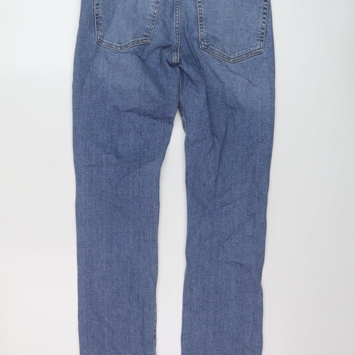 Zara Womens Blue Cotton Straight Jeans Size 8 L27 in Regular Button