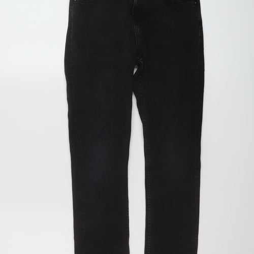 Denim & Co. Boys Black Cotton Straight Jeans Size 10-11 Years Regular Button