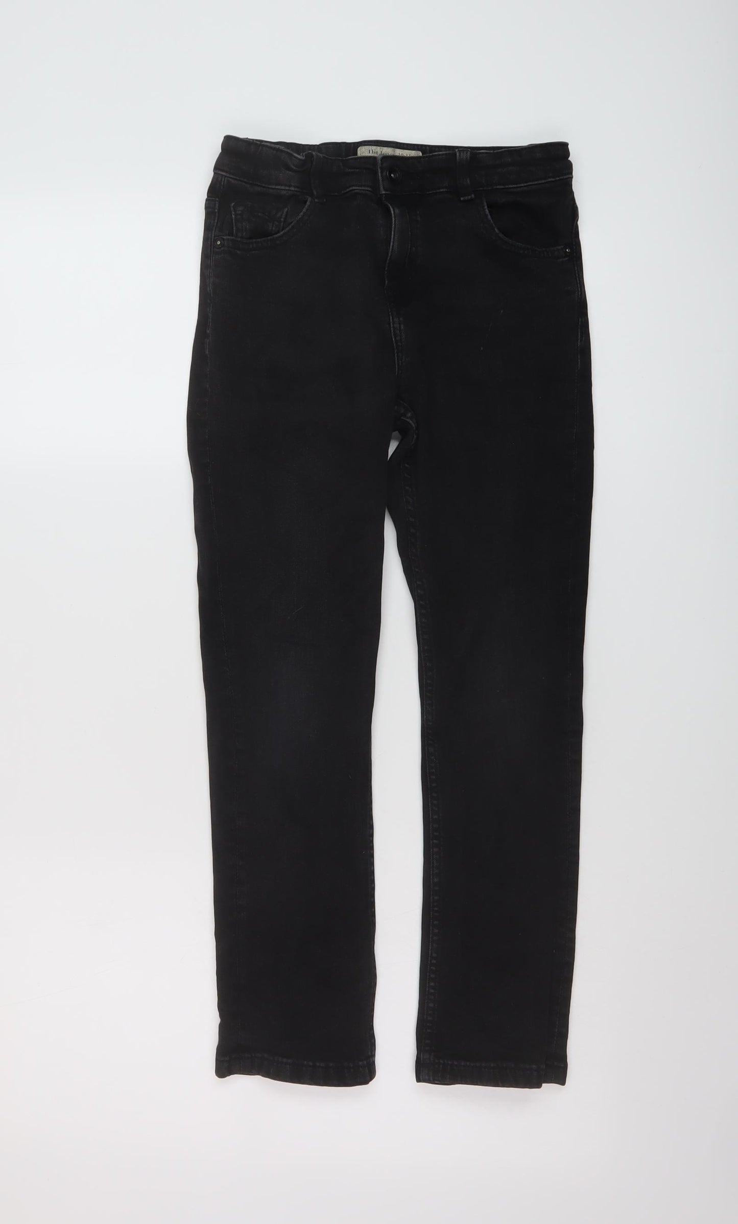 Denim & Co. Boys Black Cotton Straight Jeans Size 10-11 Years Regular Button