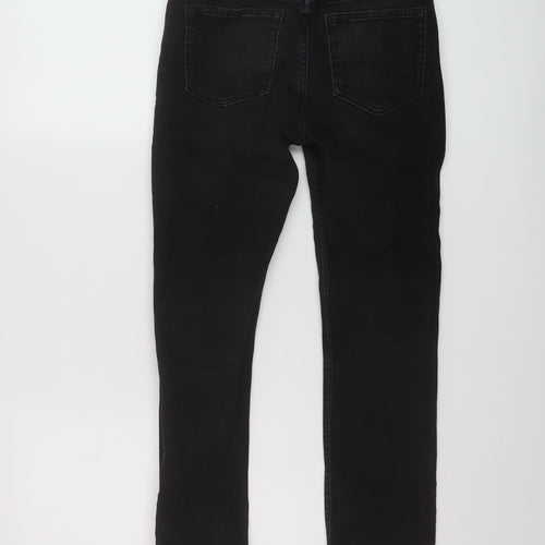 Denim & Co. Boys Black Cotton Straight Jeans Size 10-11 Years Regular Button