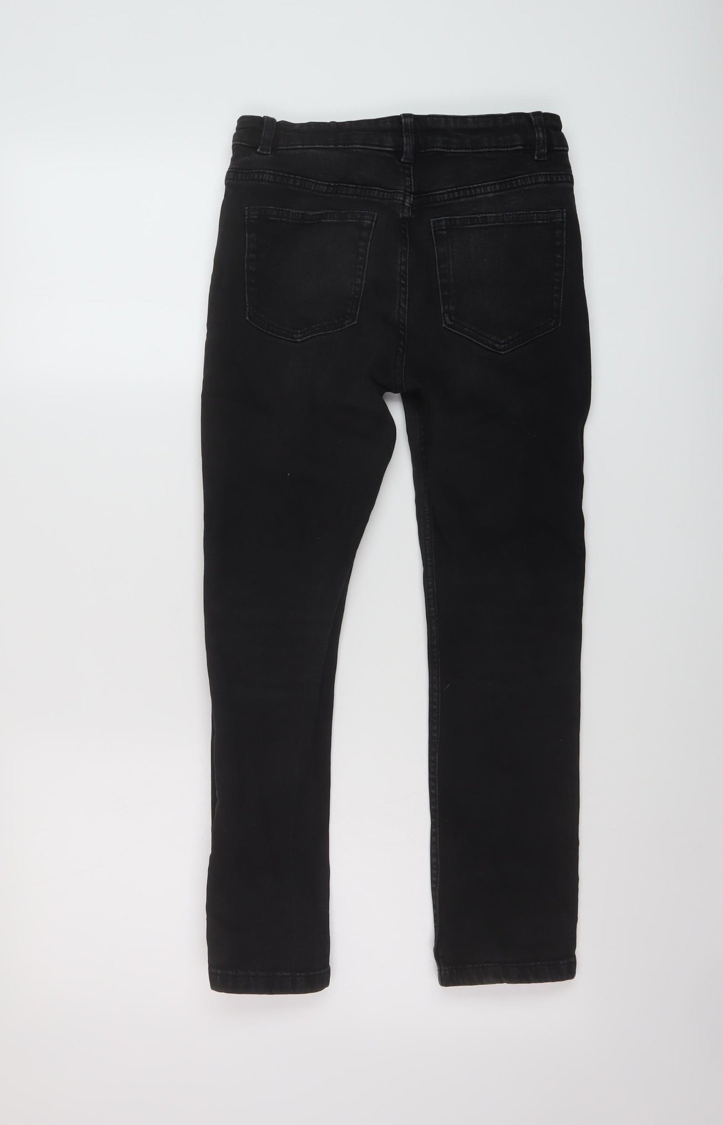 Denim & Co. Boys Black Cotton Straight Jeans Size 10-11 Years Regular Button