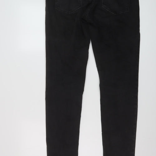 Denim & Co. Mens Black Cotton Straight Jeans Size 34 in L34 in Regular Button