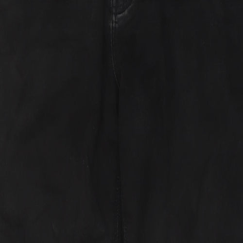 Denim & Co. Mens Black Cotton Straight Jeans Size 34 in L34 in Regular Button