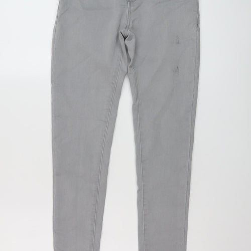 Denim & Co. Womens Grey Cotton Skinny Jeans Size 8 L28 in Regular Button