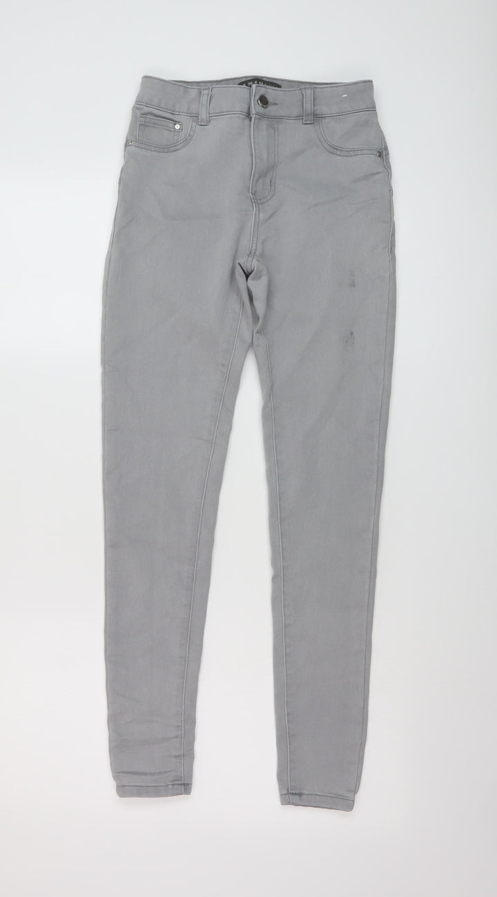 Denim & Co. Womens Grey Cotton Skinny Jeans Size 8 L28 in Regular Button