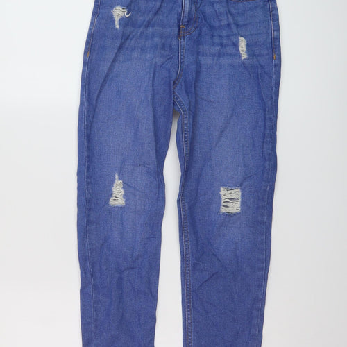 F&F Girls Blue Cotton Straight Jeans Size 10-11 Years Regular Button