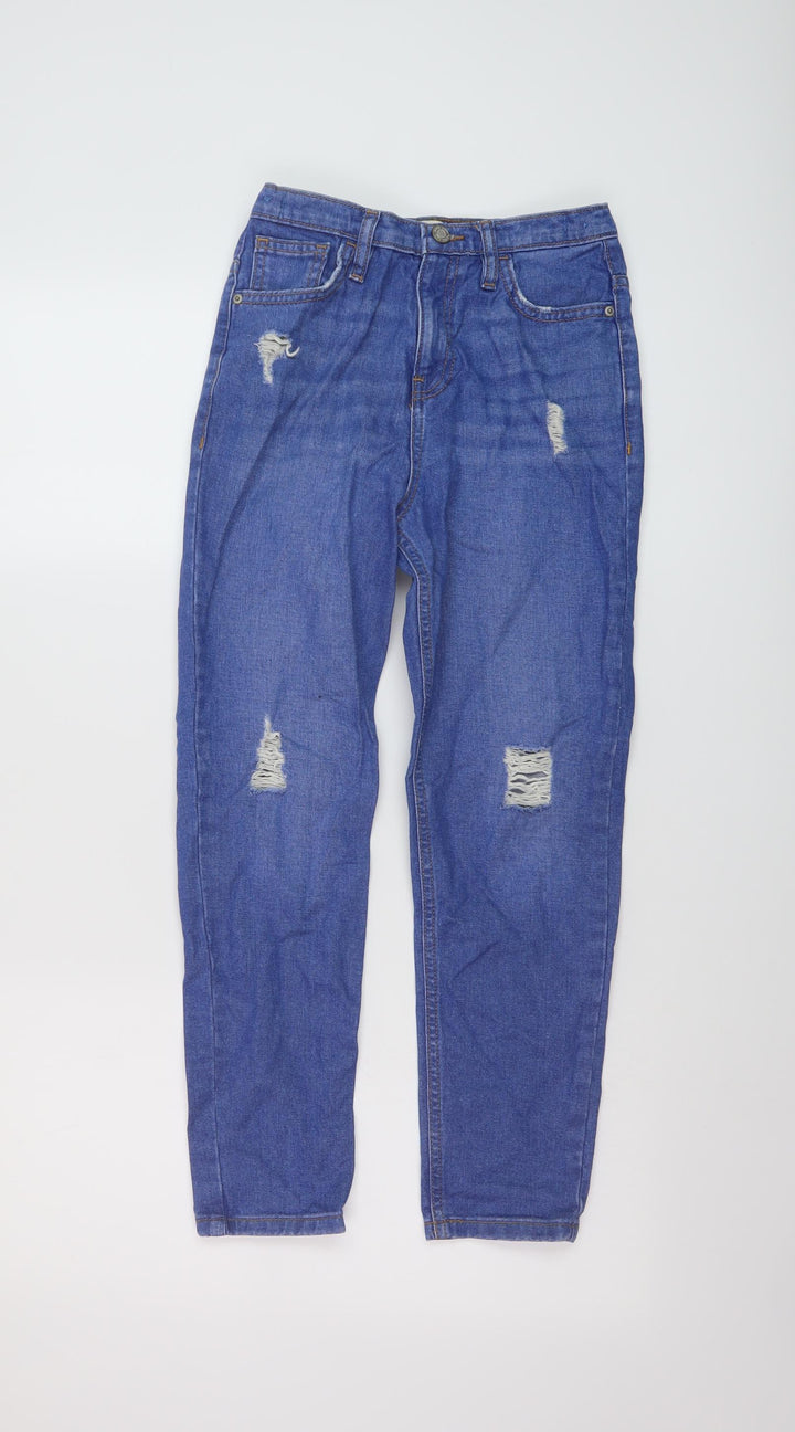 F&F Girls Blue Cotton Straight Jeans Size 10-11 Years Regular Button