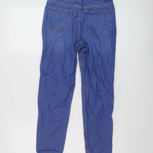 F&F Girls Blue Cotton Straight Jeans Size 10-11 Years Regular Button