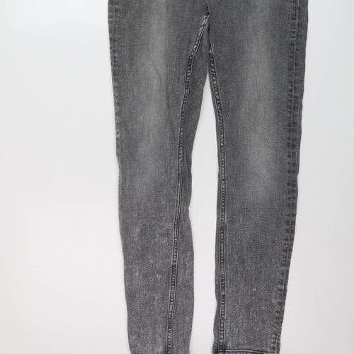 Denim & Co. Womens Grey Cotton Skinny Jeans Size 14 L28 in Regular Button