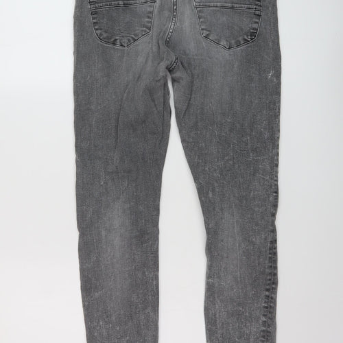 Denim & Co. Womens Grey Cotton Skinny Jeans Size 14 L28 in Regular Button
