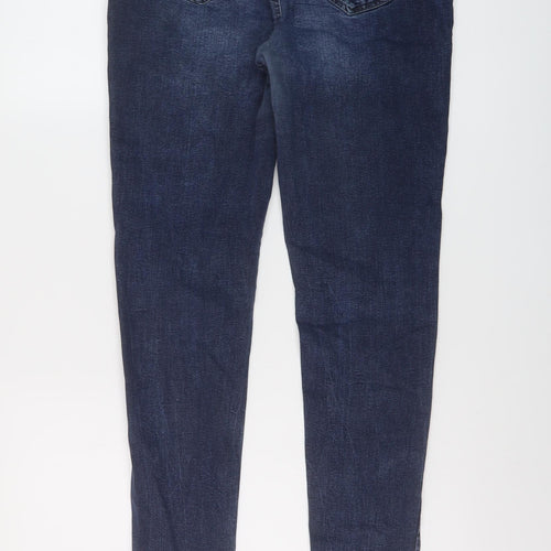 New Look Womens Blue Cotton Skinny Jeans Size 14 L28 in Regular Button