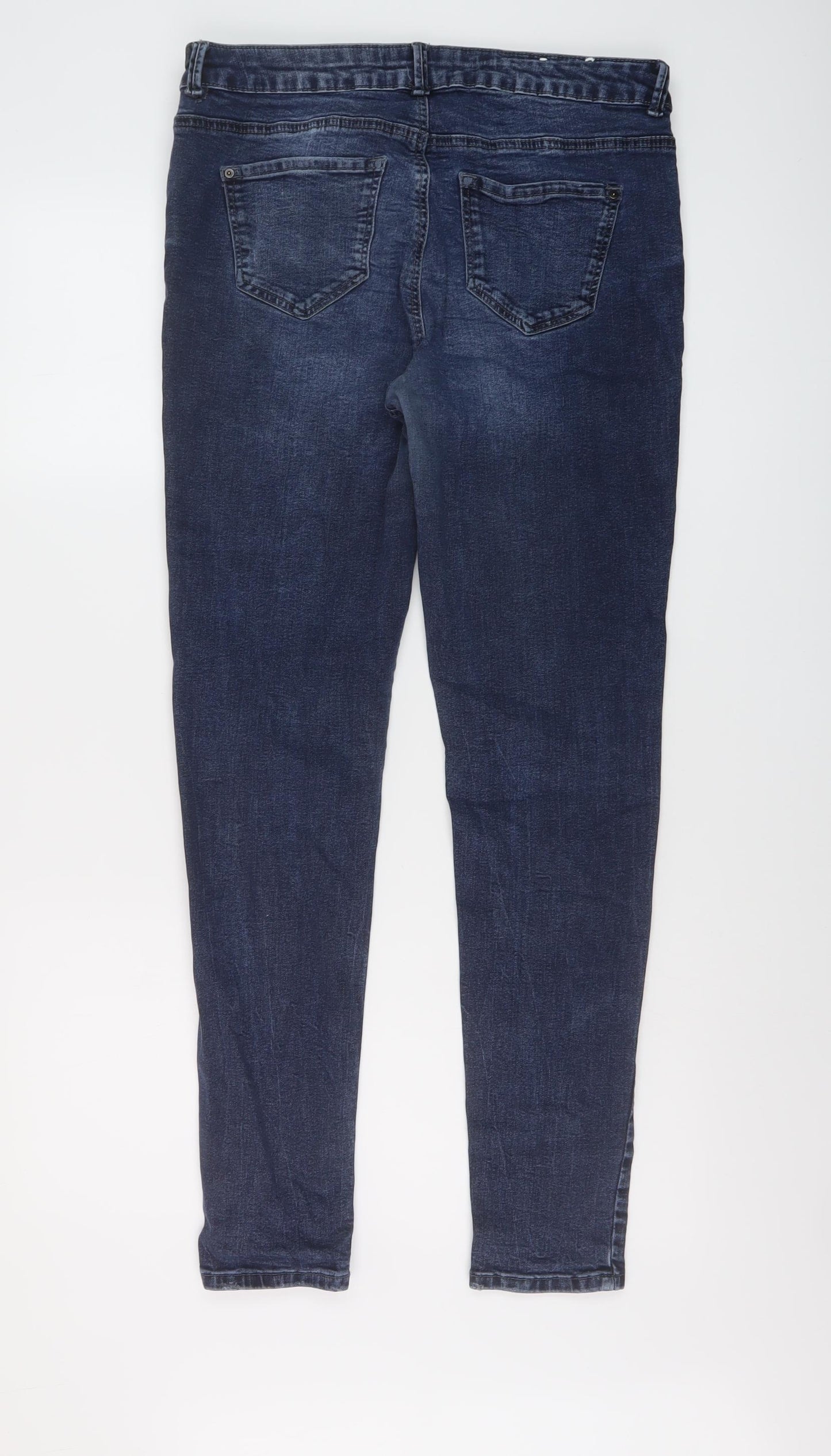 New Look Womens Blue Cotton Skinny Jeans Size 14 L28 in Regular Button