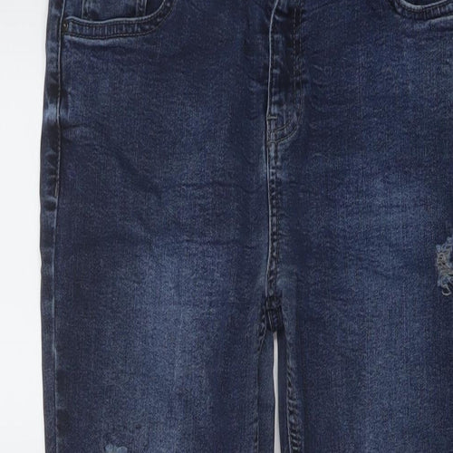 New Look Womens Blue Cotton Skinny Jeans Size 14 L28 in Regular Button