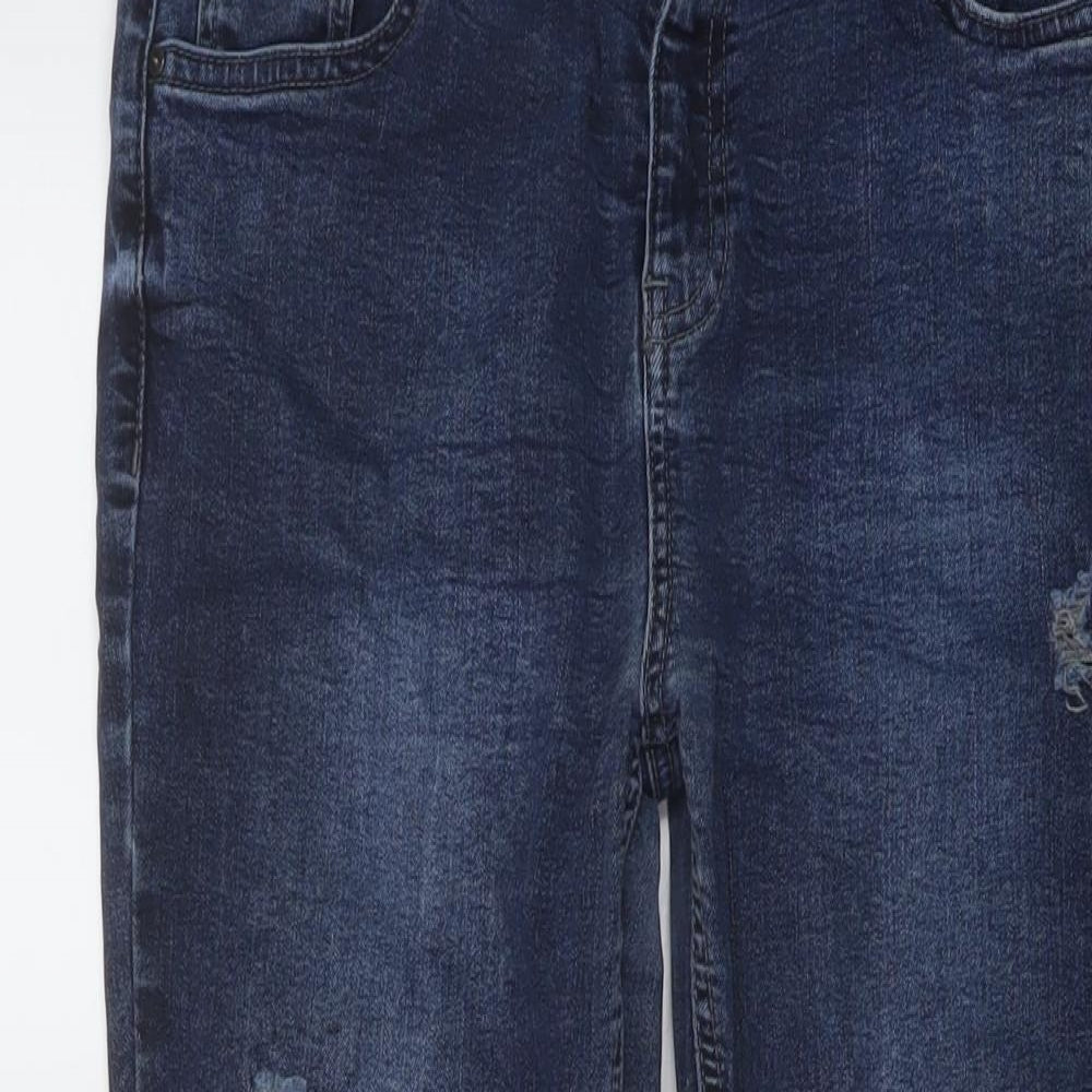 New Look Womens Blue Cotton Skinny Jeans Size 14 L28 in Regular Button
