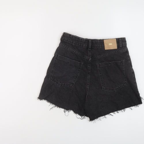 Zara Womens Grey Cotton Hot Pants Shorts Size 8 L4 in Relaxed Button