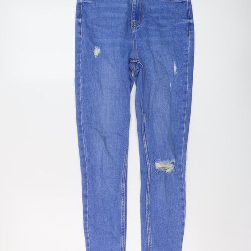 New Look Womens Blue Cotton Skinny Jeans Size 8 L28 in Regular Button