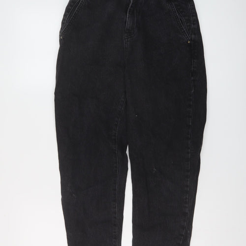 Zara Womens Black Cotton Mom Jeans Size 8 L24 in Regular Button