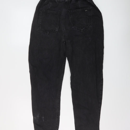 Zara Womens Black Cotton Mom Jeans Size 8 L24 in Regular Button