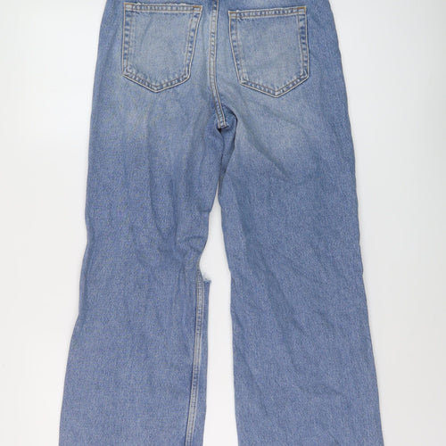 New Look Womens Blue Cotton Wide-Leg Jeans Size 6 L28 in Regular Button