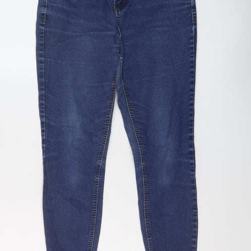 New Look Womens Blue Cotton Skinny Jeans Size 12 L26 in Regular Button