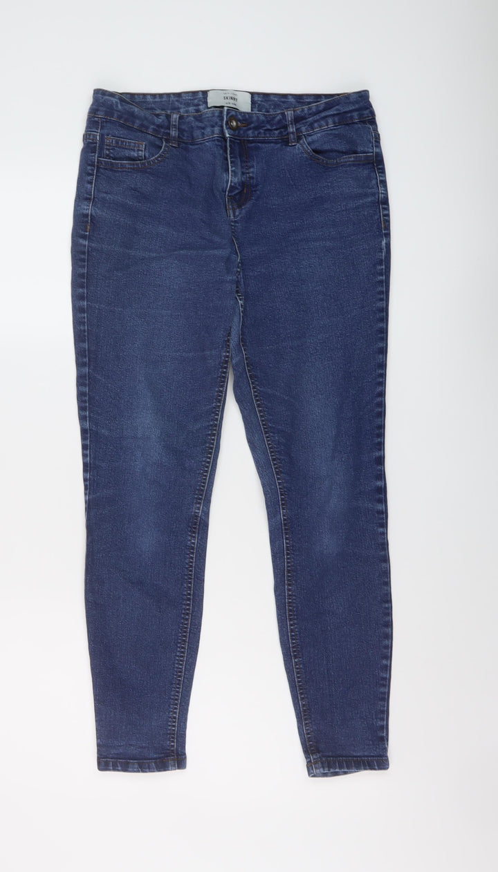 New Look Womens Blue Cotton Skinny Jeans Size 12 L26 in Regular Button