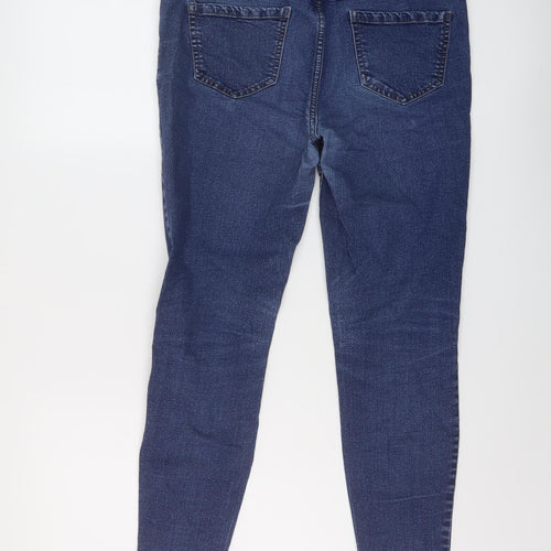 New Look Womens Blue Cotton Skinny Jeans Size 12 L26 in Regular Button