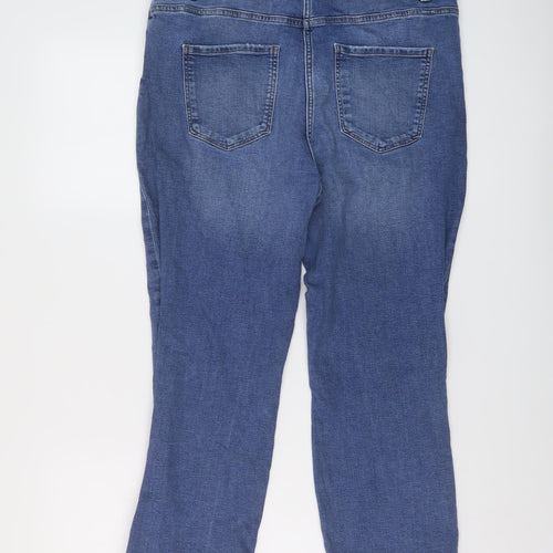 NEXT Womens Blue Cotton Cropped Jeans Size 16 L23 in Regular Button