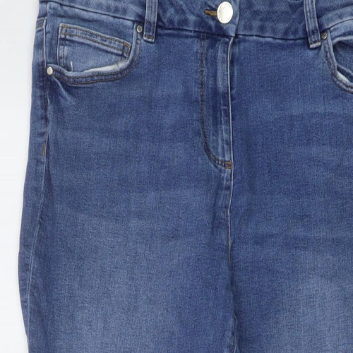 NEXT Womens Blue Cotton Cropped Jeans Size 16 L23 in Regular Button