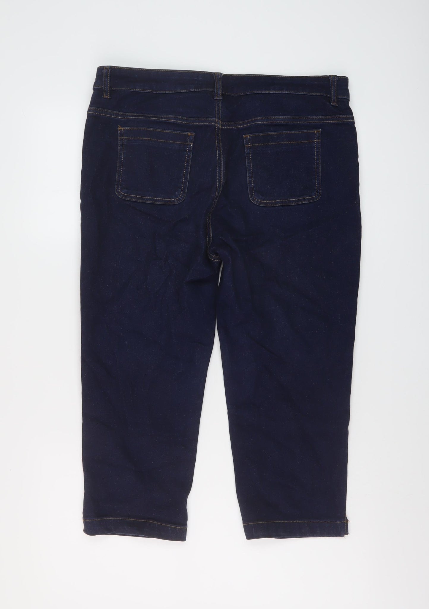 Seasalt Womens Blue Cotton Capri Jeans Size 14 L20 in Regular Button