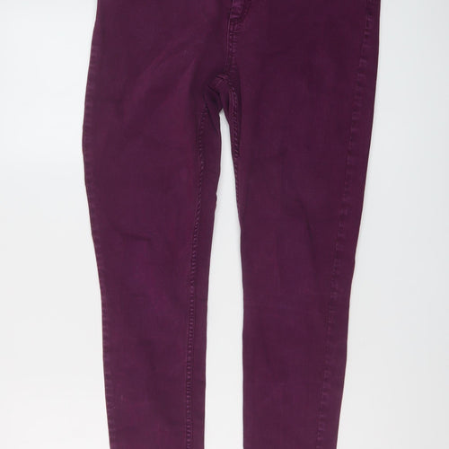 Marks and Spencer Womens Purple Cotton Skinny Jeans Size 14 L27 in Regular Button