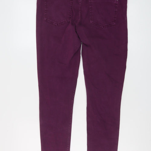 Marks and Spencer Womens Purple Cotton Skinny Jeans Size 14 L27 in Regular Button
