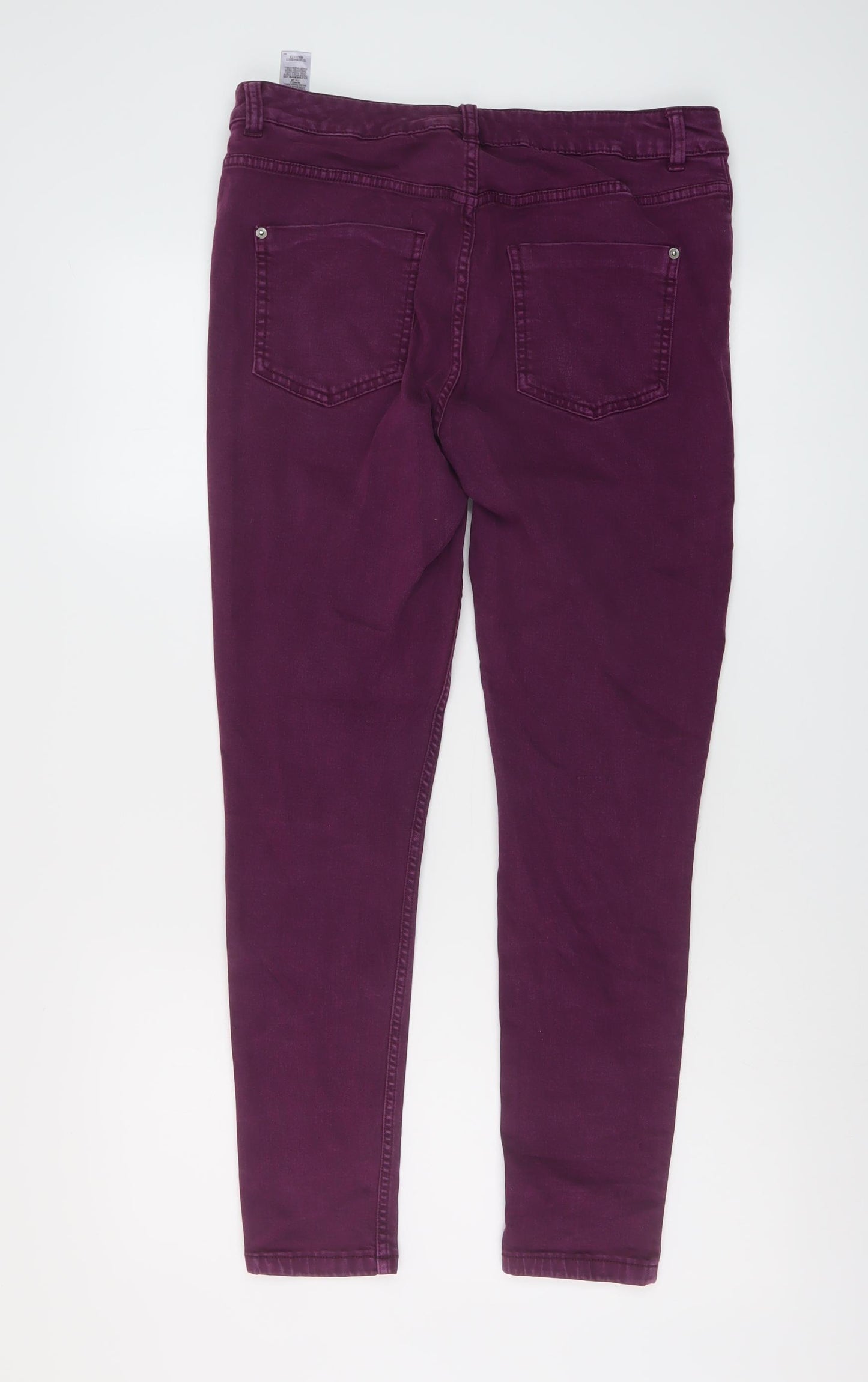 Marks and Spencer Womens Purple Cotton Skinny Jeans Size 14 L27 in Regular Button
