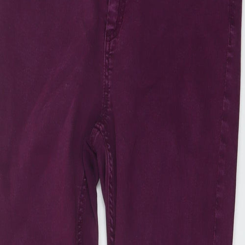 Marks and Spencer Womens Purple Cotton Skinny Jeans Size 14 L27 in Regular Button