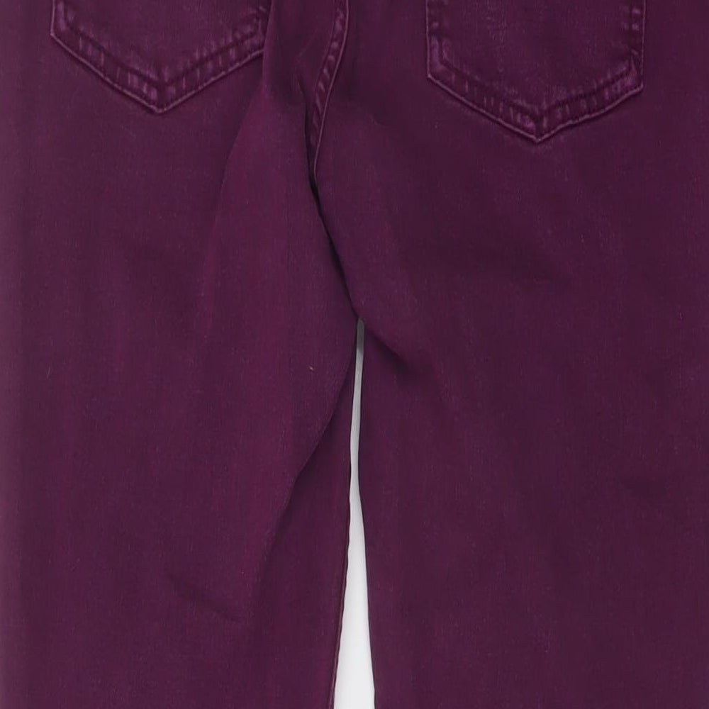 Marks and Spencer Womens Purple Cotton Skinny Jeans Size 14 L27 in Regular Button