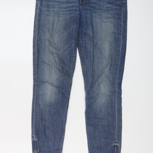 Lee Womens Blue Cotton Skinny Jeans Size 28 in L28 in Regular Button