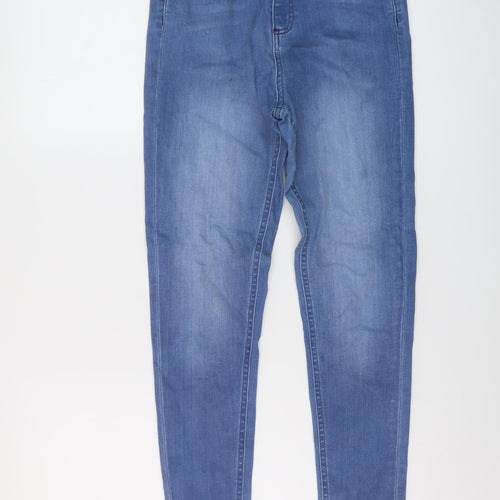 Miss Selfridge Womens Blue Cotton Skinny Jeans Size 10 L27 in Regular Button
