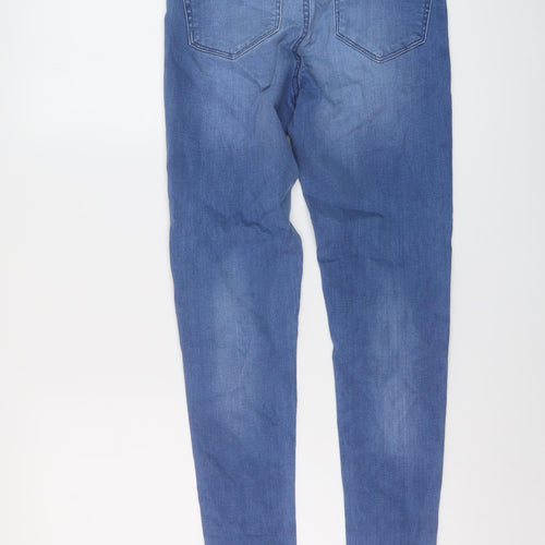 Miss Selfridge Womens Blue Cotton Skinny Jeans Size 10 L27 in Regular Button
