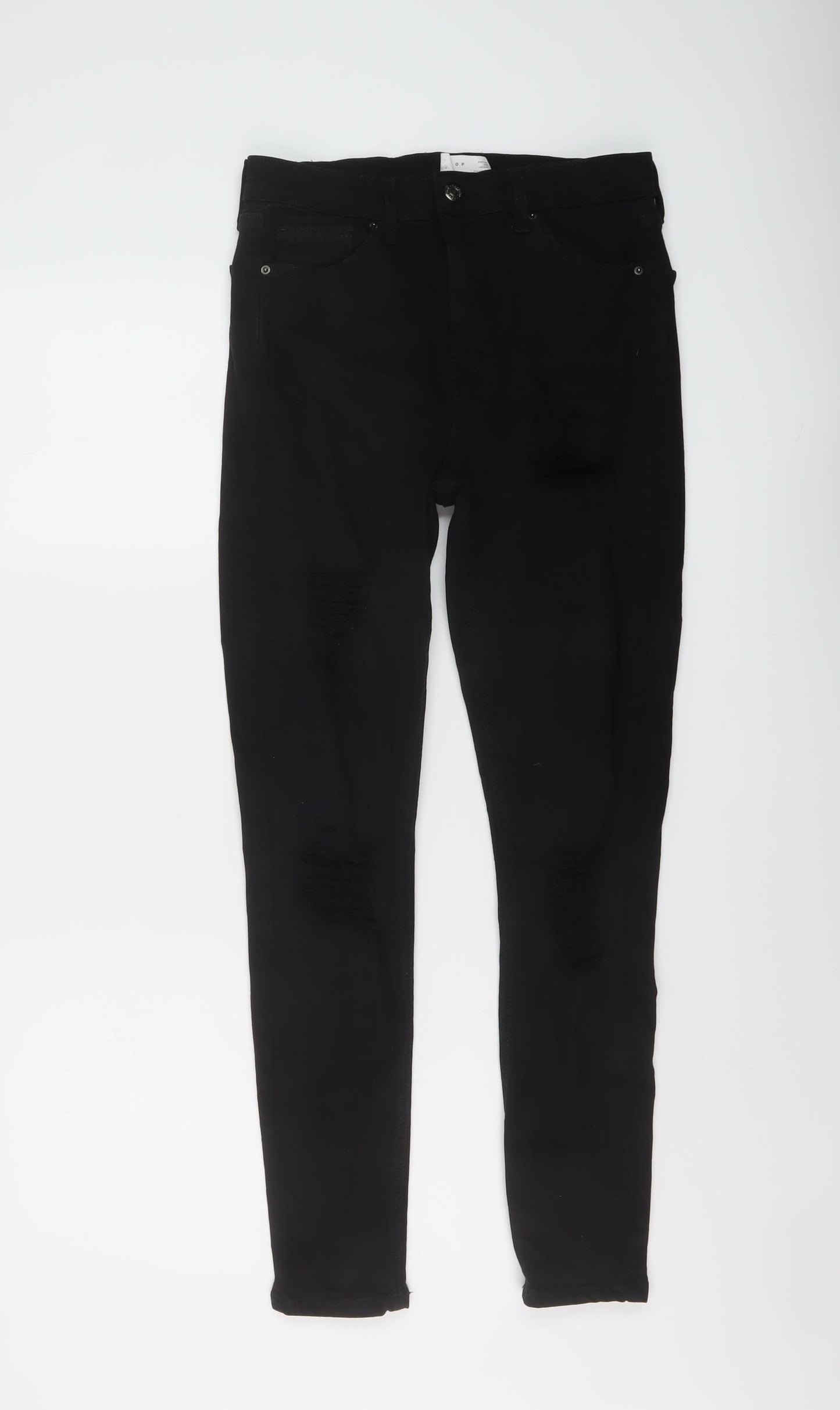 Topshop Womens Black Cotton Skinny Jeans Size 30 in L30 in Regular Button