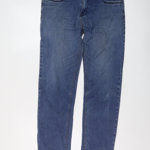 Voodoio Mens Blue Cotton Straight Jeans Size 32 in L31 in Regular Button