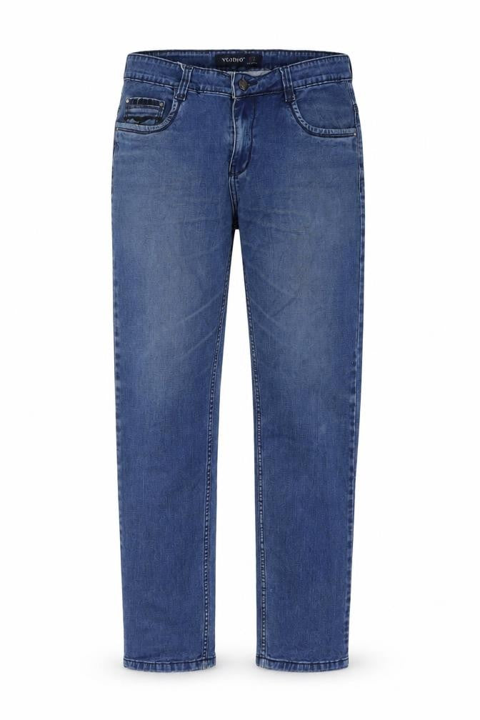 Voodoio Mens Blue Cotton Straight Jeans Size 32 in L31 in Regular Button