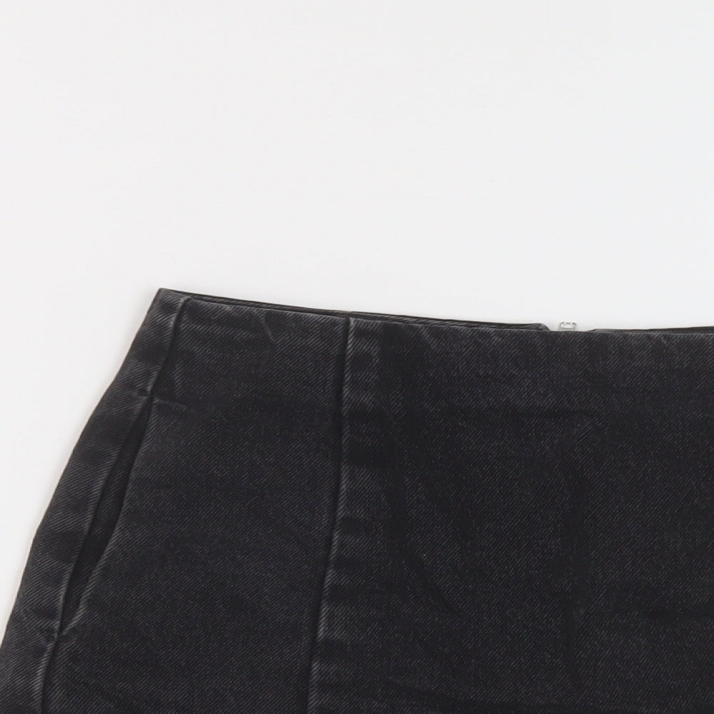 Topshop Womens Grey Cotton Mini Skirt Size 8 Zip