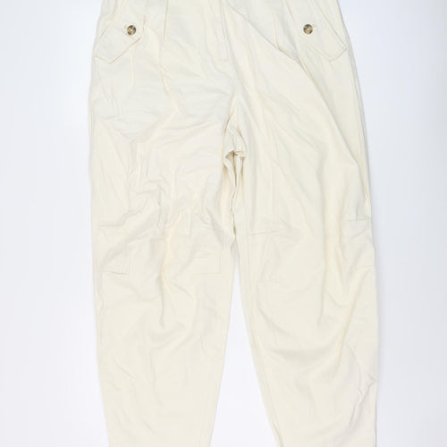Mangpo Womens Ivory Cotton Mom Jeans Size 14 L26 in Regular Button