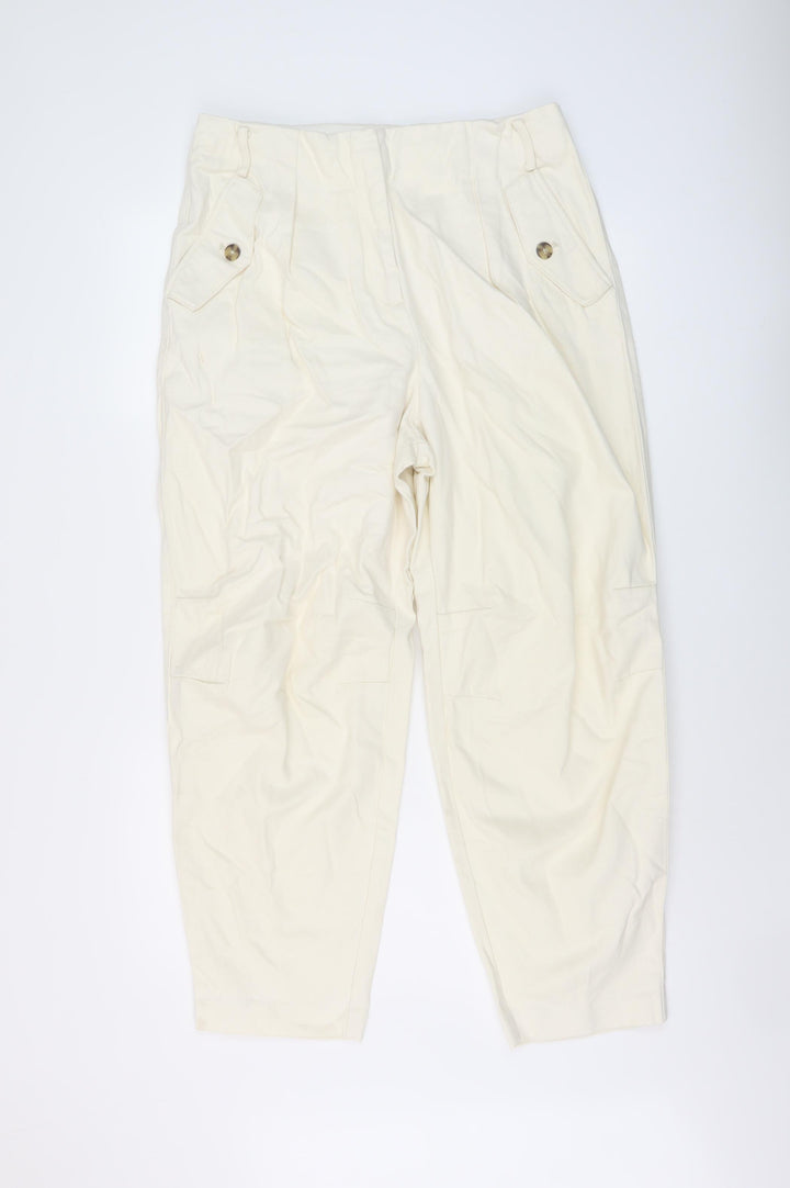 Mangpo Womens Ivory Cotton Mom Jeans Size 14 L26 in Regular Button