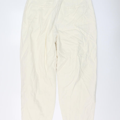 Mangpo Womens Ivory Cotton Mom Jeans Size 14 L26 in Regular Button