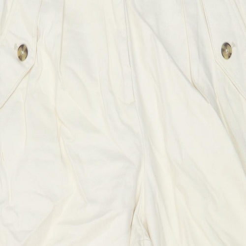 Mangpo Womens Ivory Cotton Mom Jeans Size 14 L26 in Regular Button