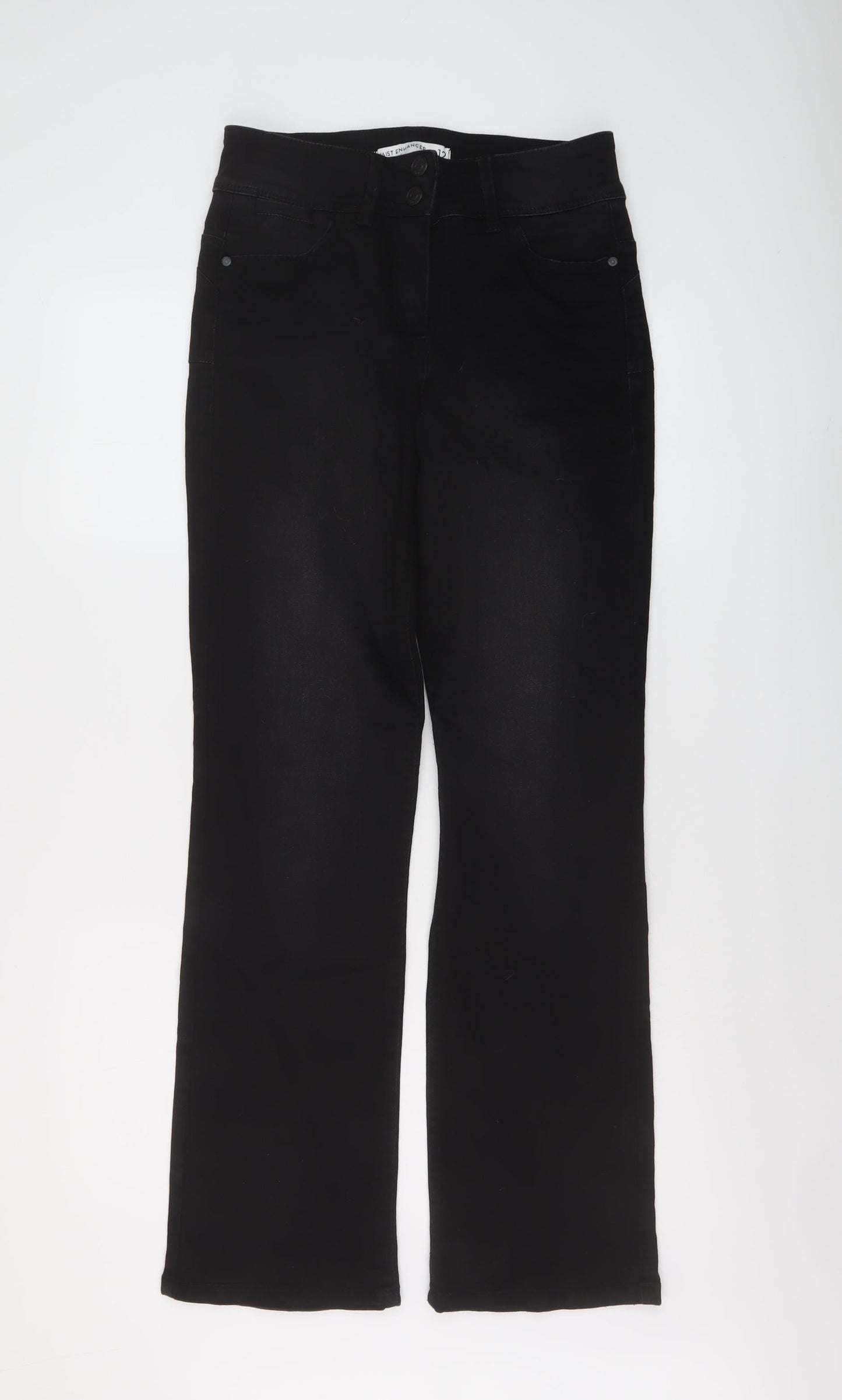 NEXT Womens Black Cotton Bootcut Jeans Size 12 L31 in Regular Button